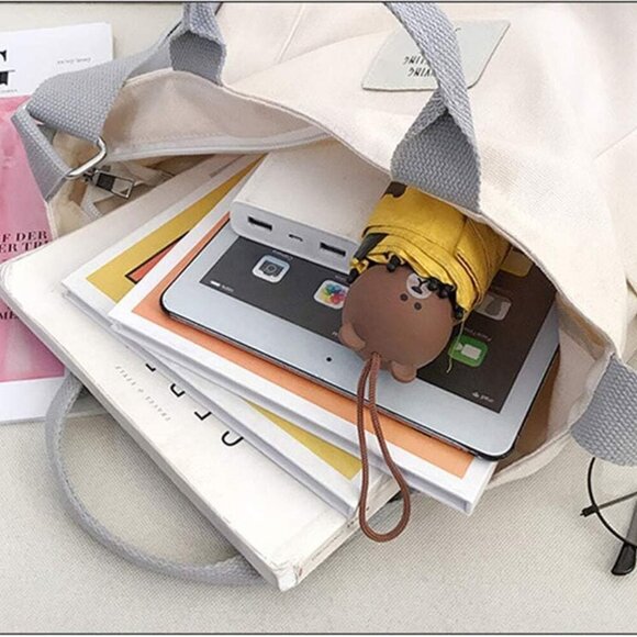 Canvas Tote Bag Small Cotton Crossbody Purse Work Travel Shopper - Picture 5 of 6